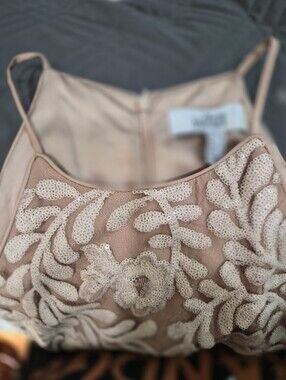 NWT: Belle Badgley MISCHKA FORMAL GOWN Sequined Floral Lace